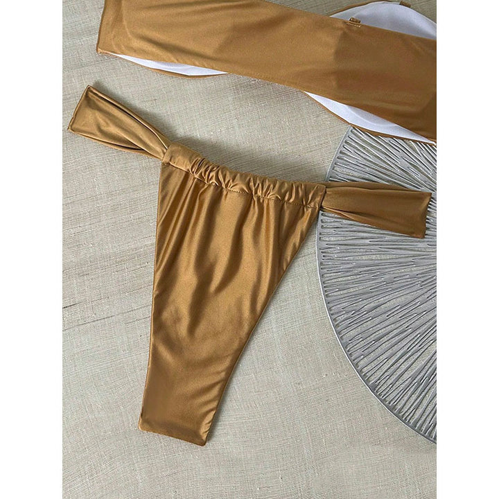 Dame bandeau-bikini med dekorativt element Skovae