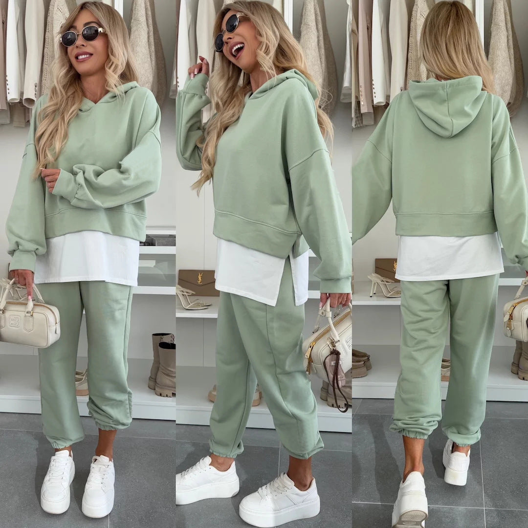 Dame afslappet sweater-sæt med oversized hoodie og behagelige joggingbukser Stilla