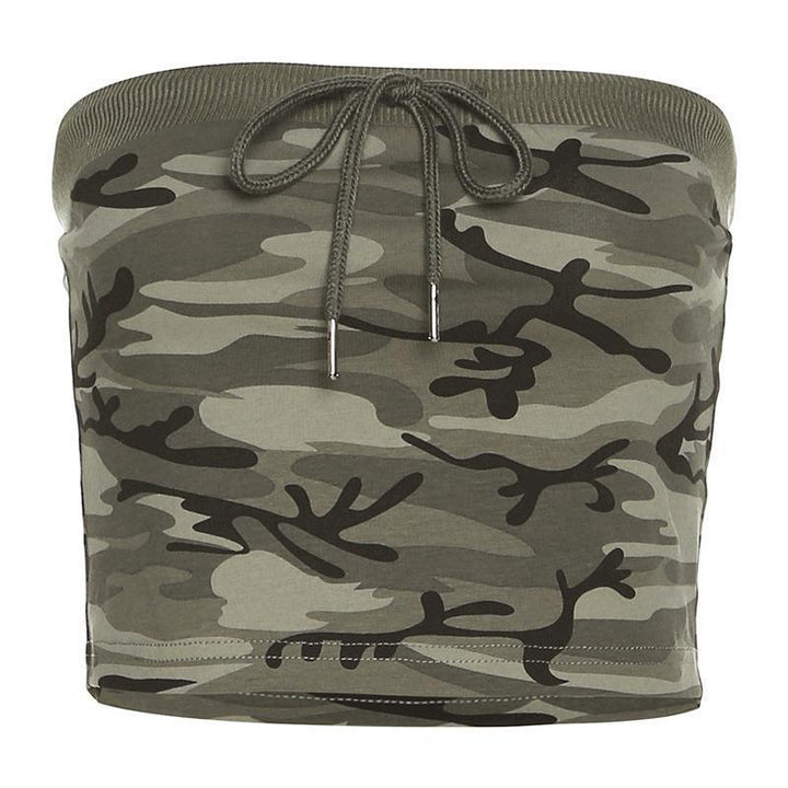 Dame Crop-Top med moderigtigt camouflage-design og elastisk bund Stilla