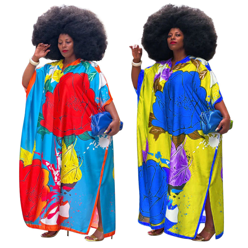 Dame Kaftan med livlige blomster mønstre Stilla