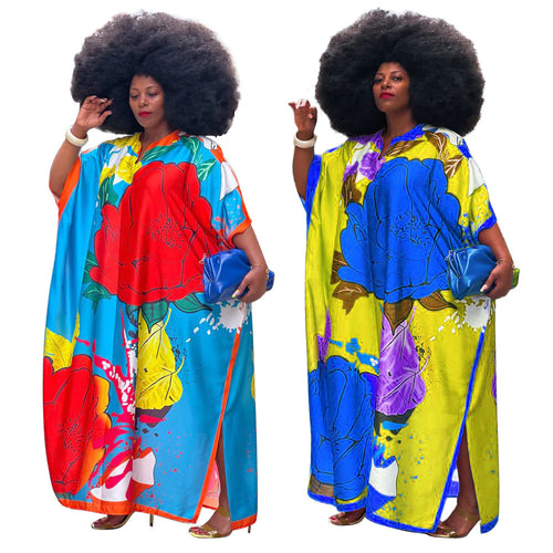 Dame Kaftan med livlige blomster mønstre Stilla