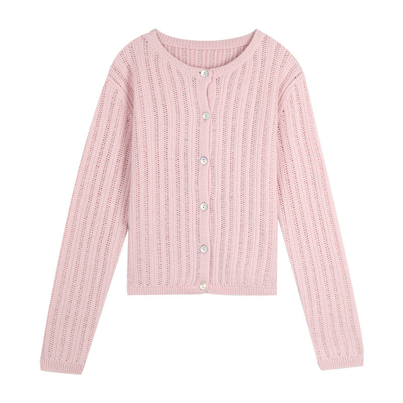 Dame fin strik cardigan med gennemgående knapliste og struktureret design Stilla