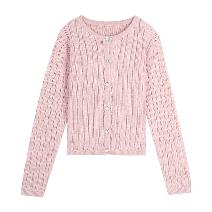 Dame fin strik cardigan med gennemgående knapliste og struktureret design Stilla