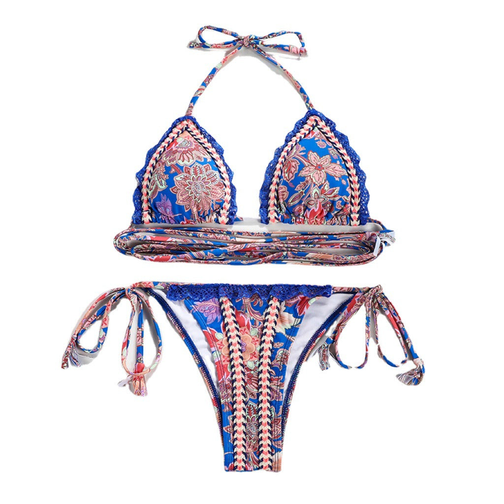 Dame Triangel-Bikini med detaljeringer og legende bindebånd Stilla