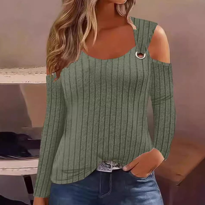 Dame Off-Shoulder top med dekorrative ribzoner og moderigtigt snit Stilla