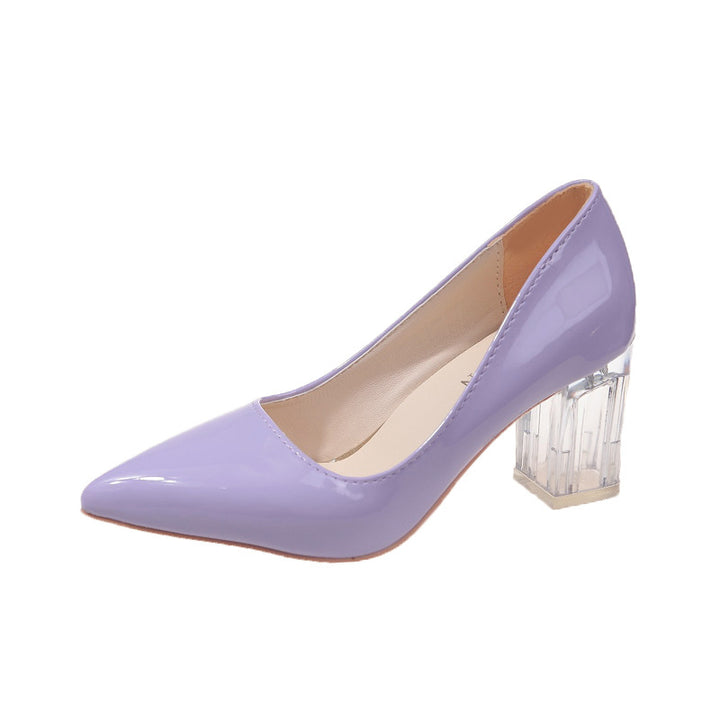 Dame klassiske pumps med transparent blokhæle og spidse frontkapper Stilla