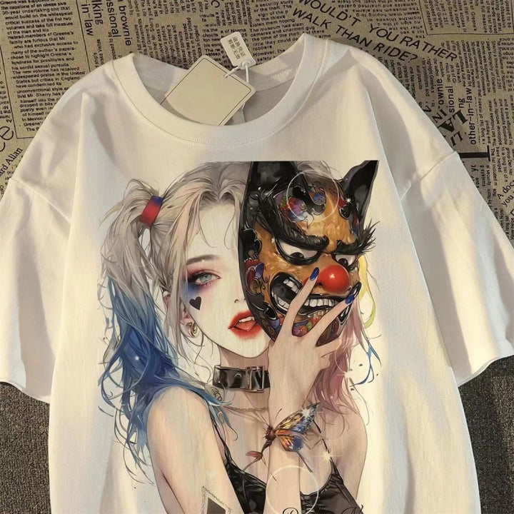 Dame T-shirt med unikt kunstnerisk tryk og afslappet skæring Stilla