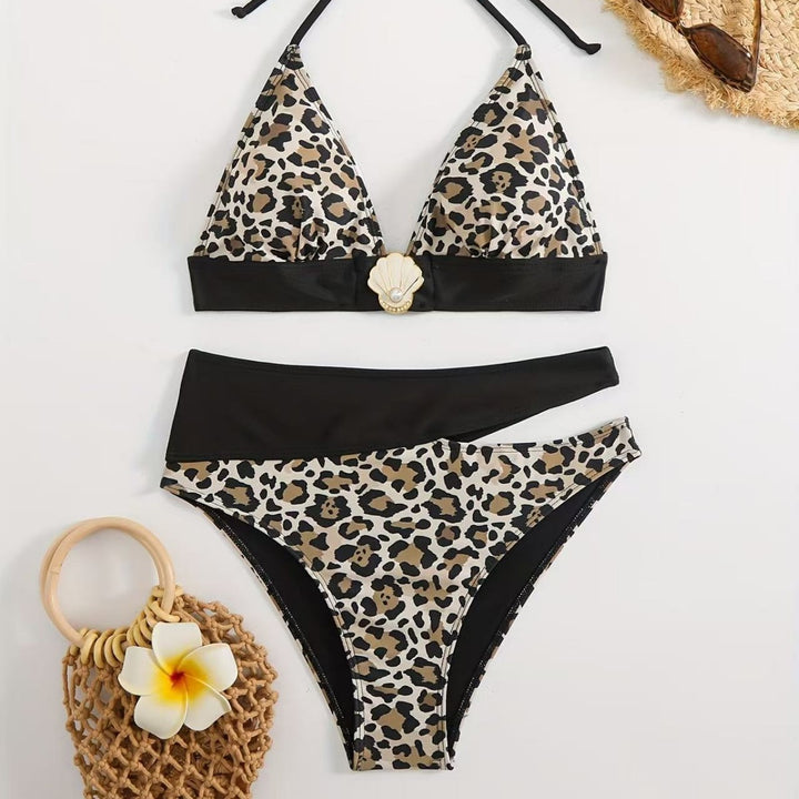Dame triangel-bikini med elegant geometrisk mønster Skovae
