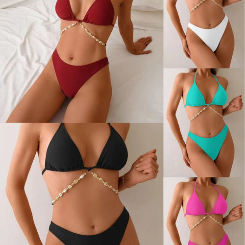 Dame Triangel-Bikini med unikt perle-detalje Skovae