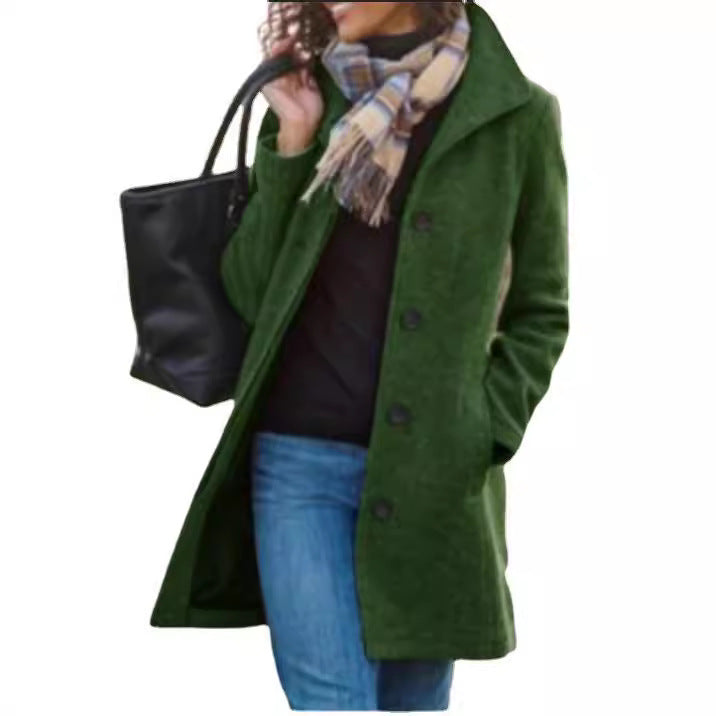 Dame fashionable uldfrakke med moderne knapdetaljer Stilla