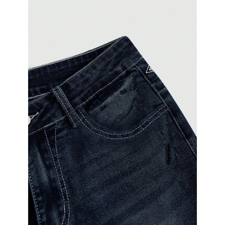 Dame Bootcut Jeans med detaljerede broderier og høj talje Skovae