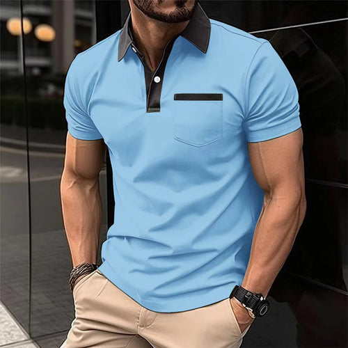 Herrer Poloshirt med moderne kontrastkrave og praktisk brystlomme Stilla
