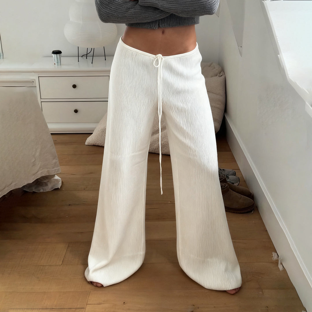Damernes afslappede wide-leg bukser med justerbar talje Skovae
