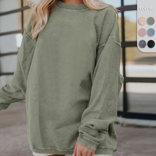 Dame Oversized Sweatshirt med ribstruktur og afslappet snit Stilla