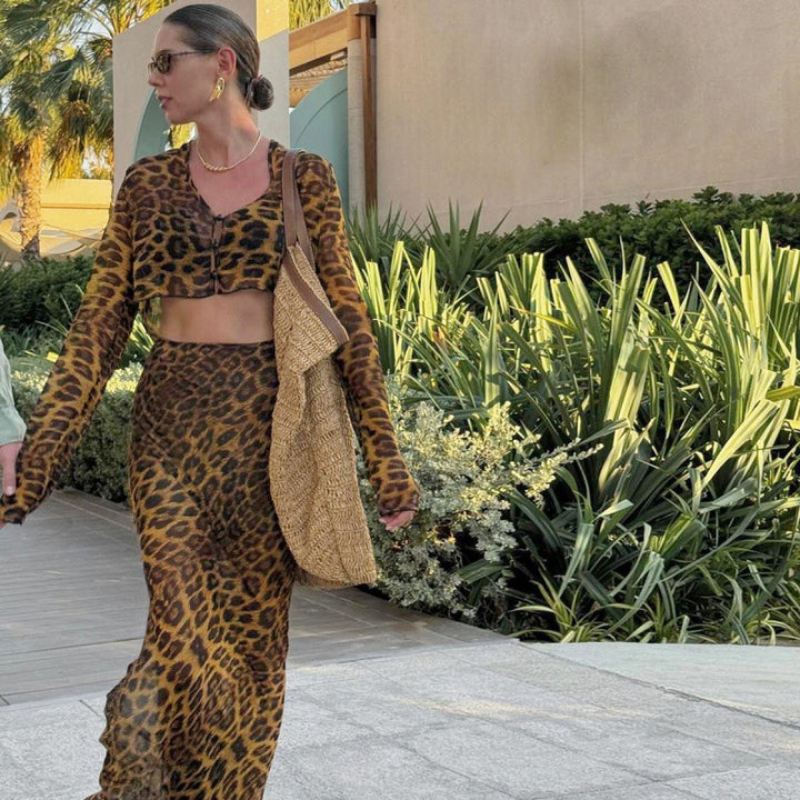 Femme Chic Leopardsmønster To-delt Sæt Stilla