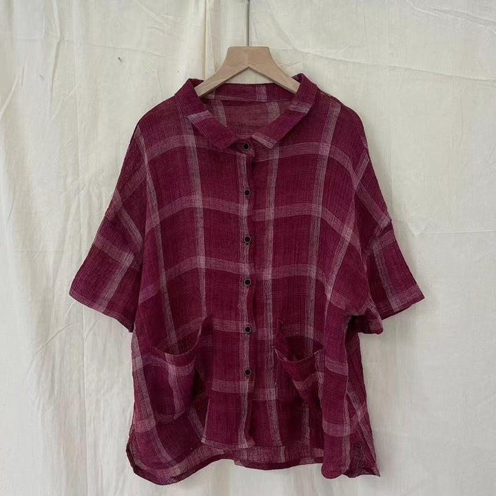 Dame Behagelig Oversized Button-Up Skjorte med Lommer Detaljer Stilla