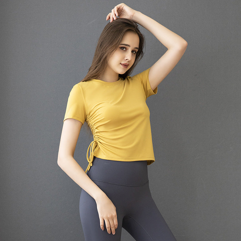 Dame Sporty T-shirt med rynker Stilla