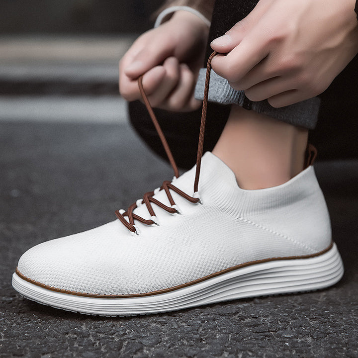 Herrer nan elastisk strik-sneaker i sokke-design med polstret komfortfoders, fleksibel letløbssål og dekorativ snøring Skovae