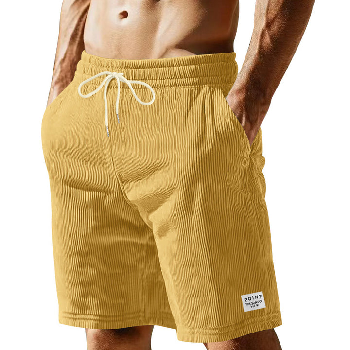 Herre nan knælange Lounge-shorts i ribbet struktur jersey med elastisk snor i taljen og påsyede lommer Skovae
