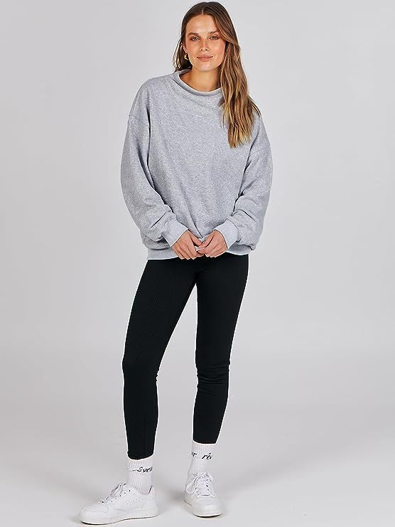 Damer afslappet oversized sweater lavet af blød bomuldsblanding med ribstrik-design Stilla