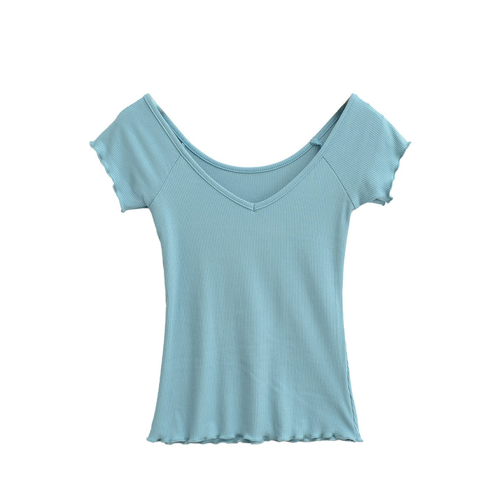 Dame alsidig, let T-shirt med rynket kant Stilla