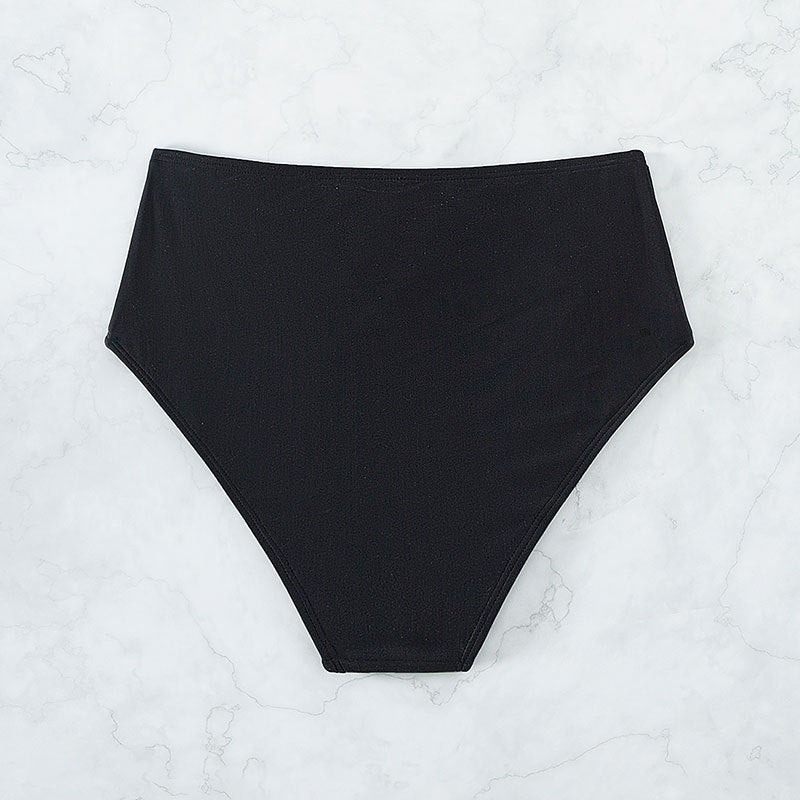 Dame Højtaljet Bikini(bukser) med elegant rynkning og gyldne spænde Stilla
