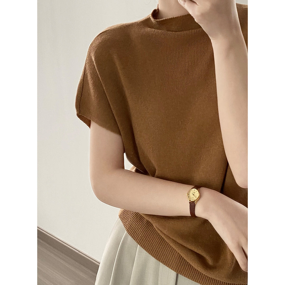Dame elegant Kortærmet sweater med fin struktur og afslappet pasform Stilla