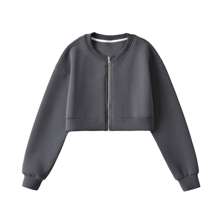 Dame cropped Sweatjakke med praktisk lynlås og afslappet skærep Stilla