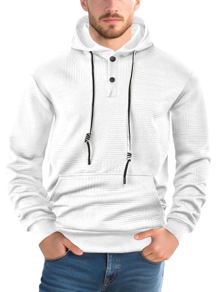 Herren nan struktureret hoodie med trykknaplukning og kængurulomme Skovae