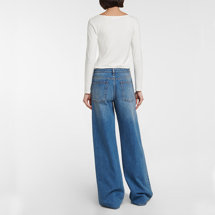 Dame brede høj talje jeans med elegant silhuet og minimalistisk design Stilla