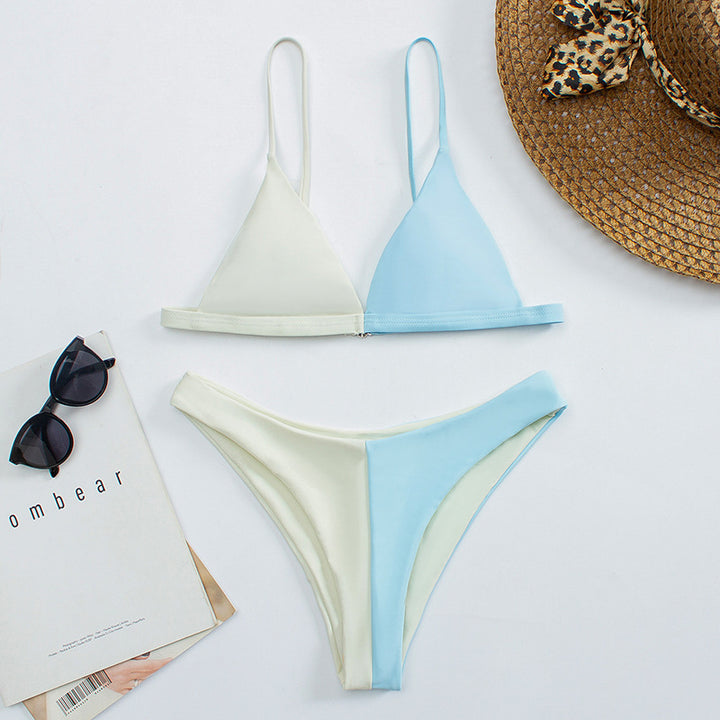 Dame triangel-bikini med harmonisk farvekontrast Skovae