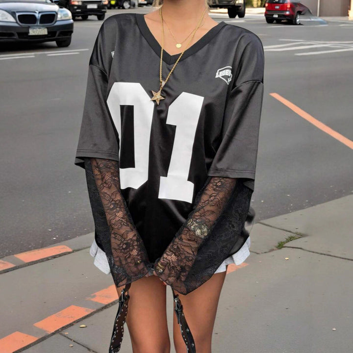 Kvinders Oversized Sports T-Shirt med Spændende Mesh Ærmedesign Stilla