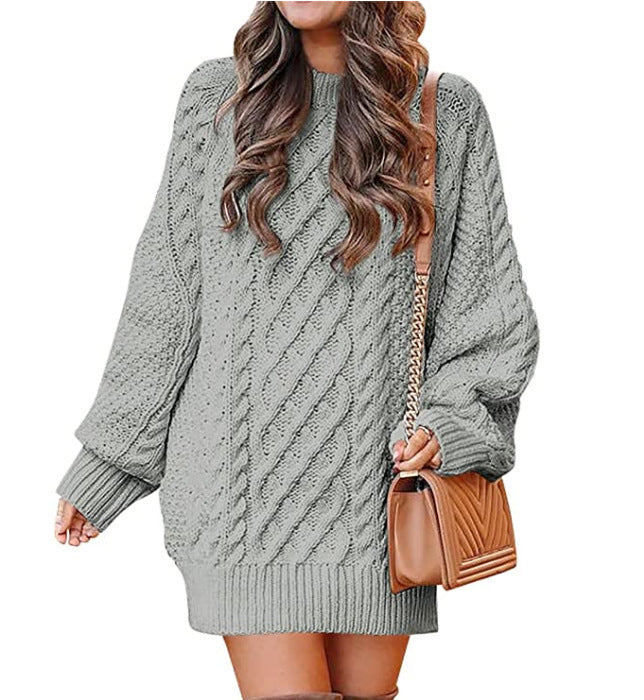 Kvinders stor strikket sweater med kabeldesign Stilla