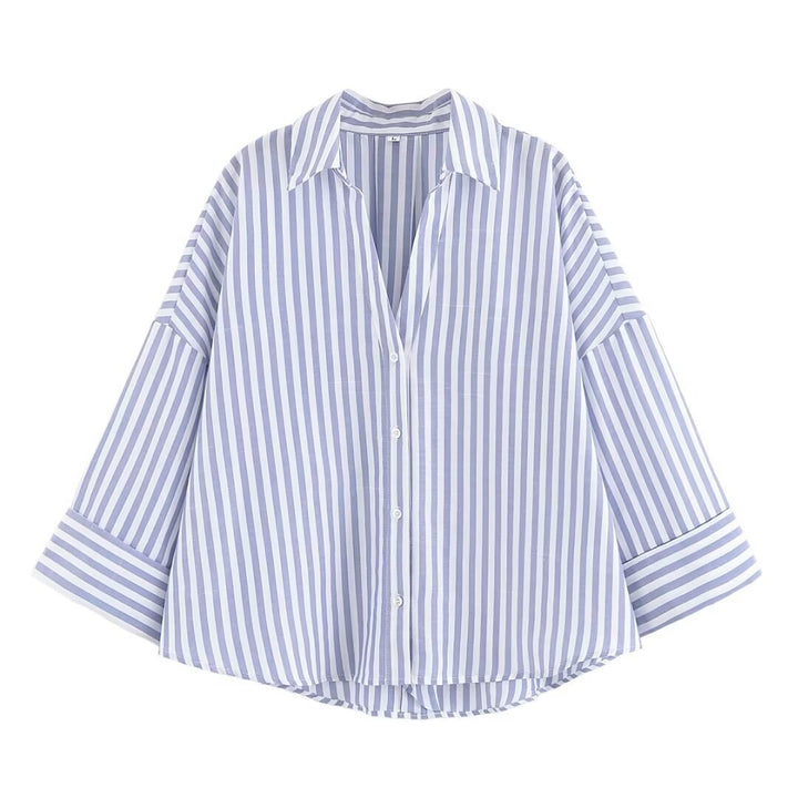 Dame skjorte bluse med afslappet snit og elegante 3/4-ærmer Skovae