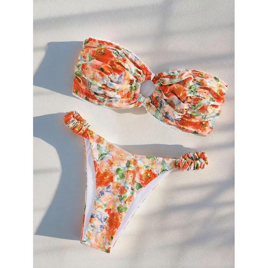 Kvinder Floral Rynkning Bikini Sæt Stilla