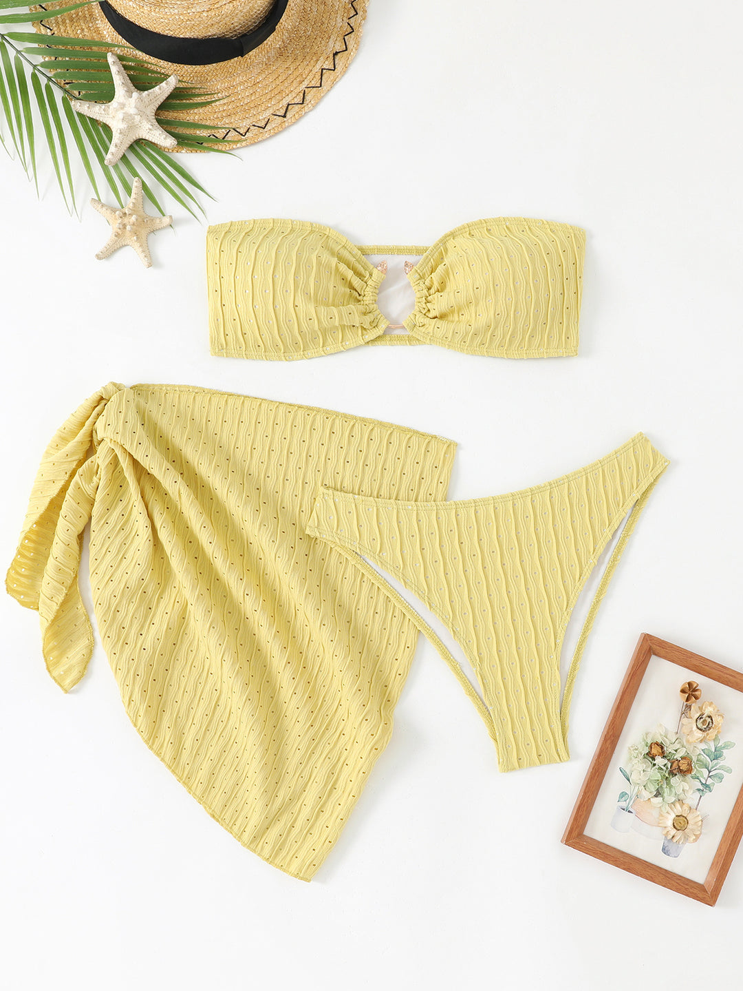 Dame Bandeau bikini med elegant rynkestruktur Skovae