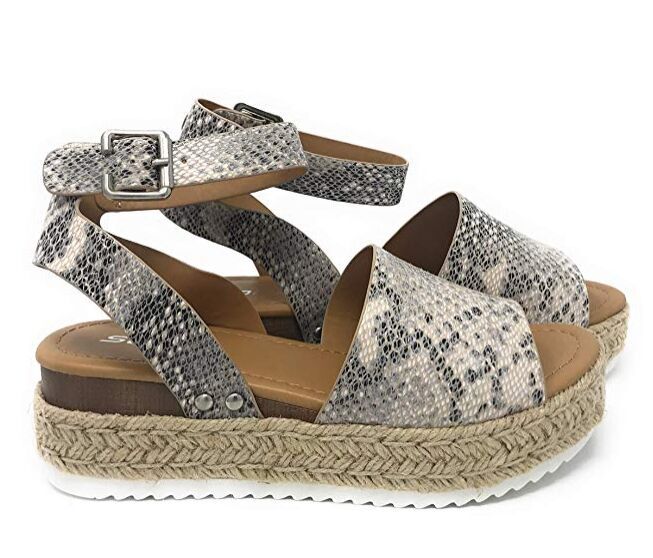 Dame platform-sandaler med justerbar ankelrem og jute-detaljer Stilla