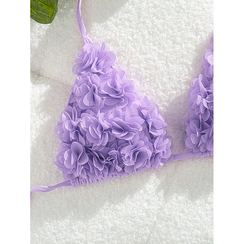 Dame Triangel-Bikini-Top med blomsterapplikationer Skovae
