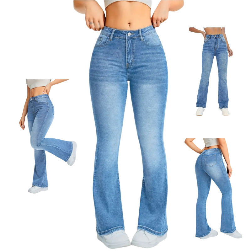 Dame Bootcut Jeans med høj talje og moderne vask Skovae