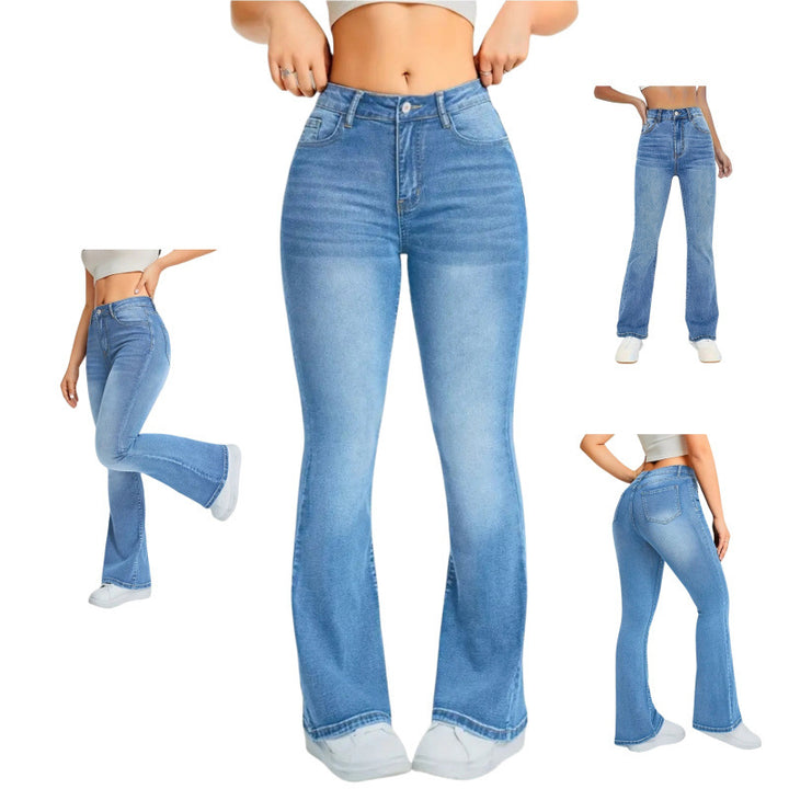 Dame Bootcut Jeans med høj talje og moderne vask Skovae