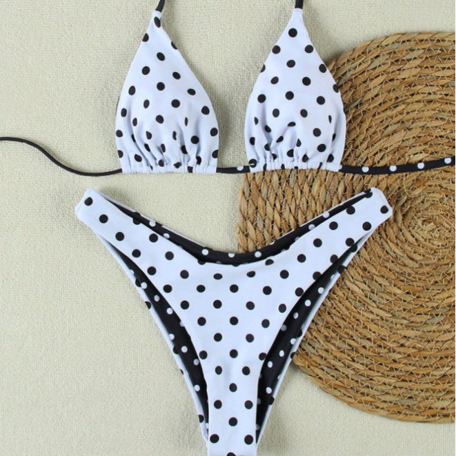 Dame Triangel-Bikini-Sæt med moderne prik-design Skovae