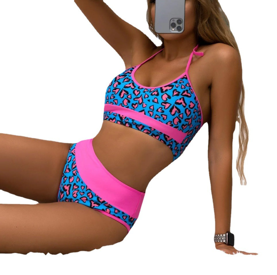 Dame Sporty Bikini-sæt med høj talje og fashionable mønster Skovae