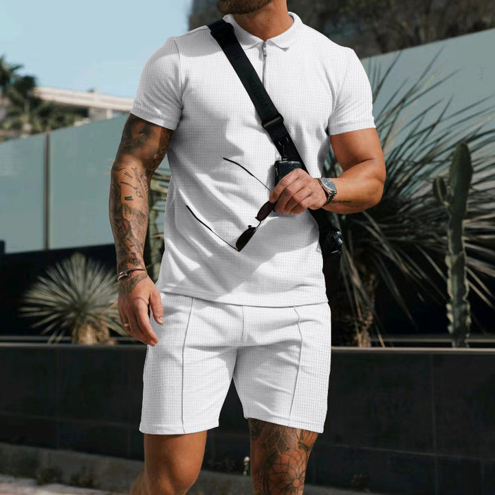 Herrer Sporty Kortærmet Poloshirt og Shorts Sæt Stilla