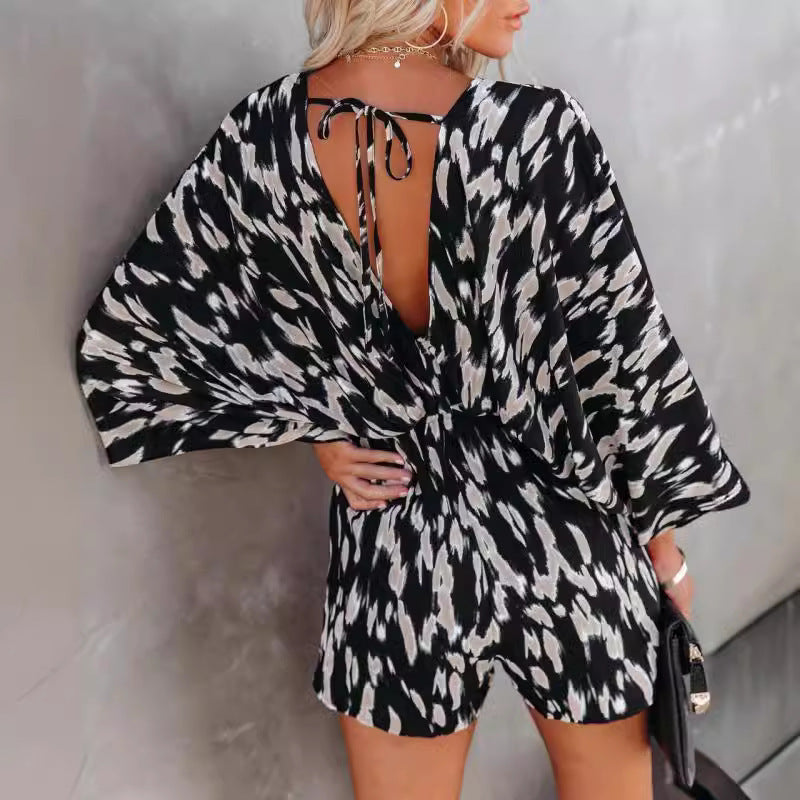 Dame Kimono-stil Strandkjole med floralt design og taljeindskæring Stilla