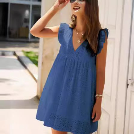 Kvinder Eyelet Broderi Sommerkjole Stilla