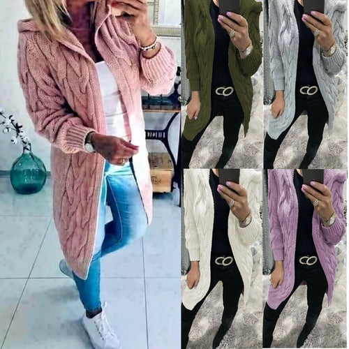 Kvindernes chunky strikket cardigan med nostalgisk cablestruktur og praktiske lommer Stilla