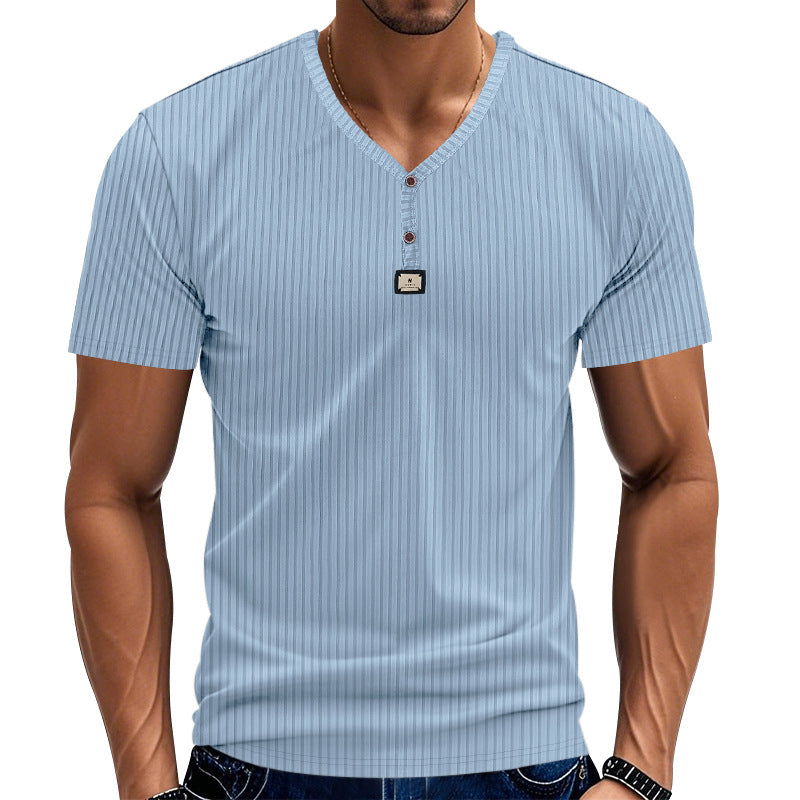Herrer Kortærmet Henley T-shirt med elegant struktur og moderne knapper Stilla
