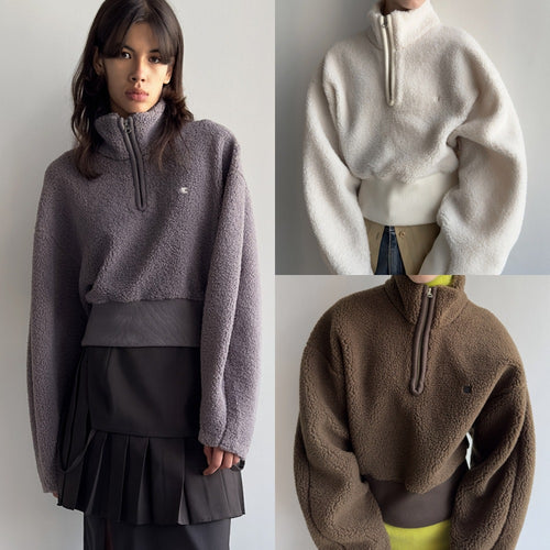 Dame hyggelig fleece-pullover med kort lynlås og elastisk manchet Stilla