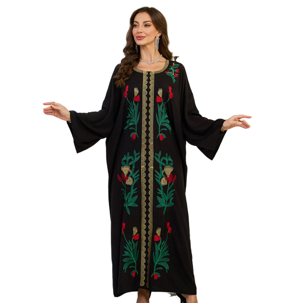 Dame Elegante Kaftan med kunstneriske florale broderier Stilla