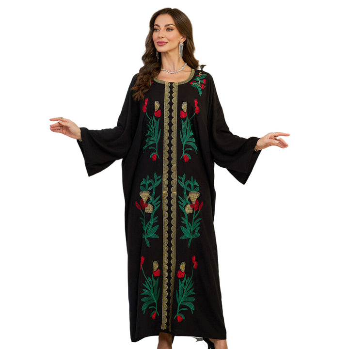 Dame Elegante Kaftan med kunstneriske florale broderier Stilla